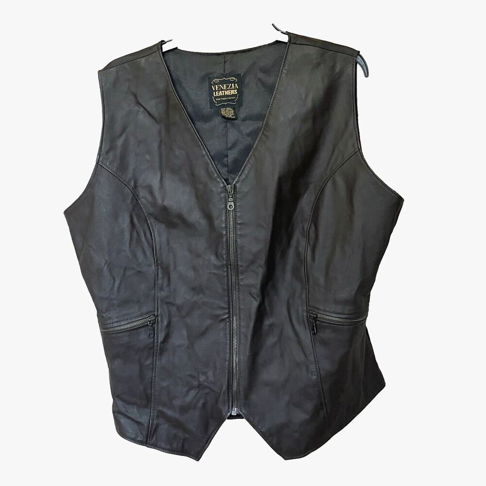 Venezia Vest Men’s 14/16 XL Leather Biker Western Retro Moto Casual Alternative